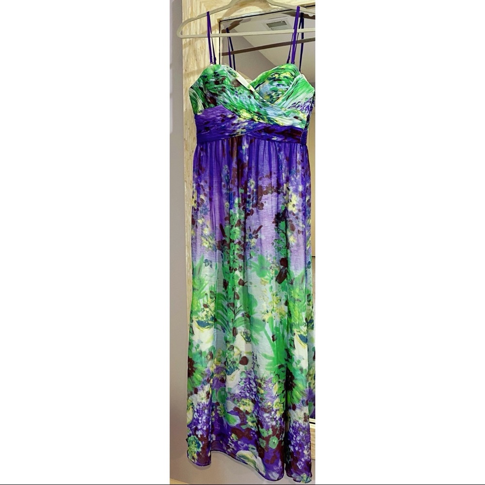 Aidan Mattox Watercolor Formal Silk Gown